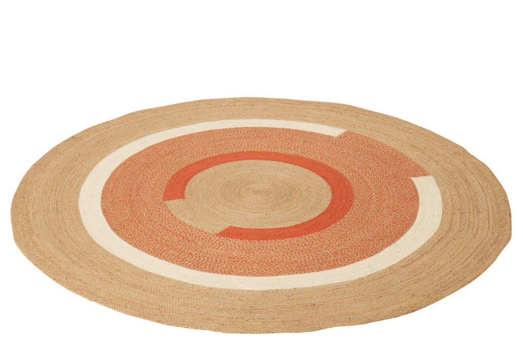 TAPIS ROND JUTE NATUREL/ORANGE - 200CM